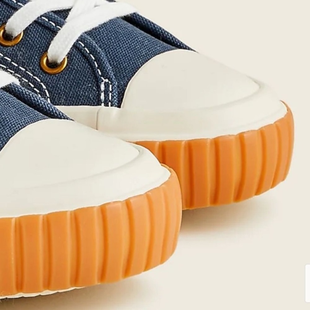 J. Crew High Top Lace Up Sneakers Midnight Ivory Women's Size 8 Blue White - Picture 3 of 10